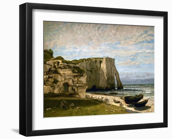 La Falaise d'Etretat-Gustave Courbet-Framed Giclee Print