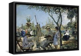 La Familia En El Jardin-Alejandro Ferrant-Framed Stretched Canvas