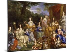 La Famille de Louis XIV en 1670 représentée en Travestis mythologiques-Jean Nocret-Mounted Giclee Print