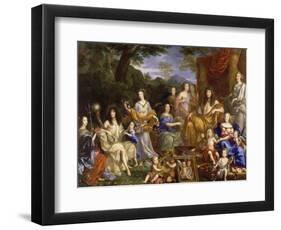 La Famille de Louis XIV en 1670 représentée en Travestis mythologiques-Jean Nocret-Framed Premium Giclee Print