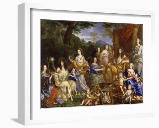 La Famille de Louis XIV en 1670 représentée en Travestis mythologiques-Jean Nocret-Framed Giclee Print