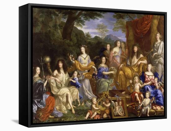 La Famille de Louis XIV en 1670 représentée en Travestis mythologiques-Jean Nocret-Framed Stretched Canvas