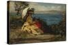 La femme à l'ombrelle, baie de Douarnenez, 1872-Jules Breton-Stretched Canvas