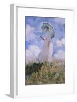 La Femme À L'Ombrelle Tournée Vers La Gauche, Woman with Parasol, Turned to the Left, 1886-Claude Monet-Framed Giclee Print