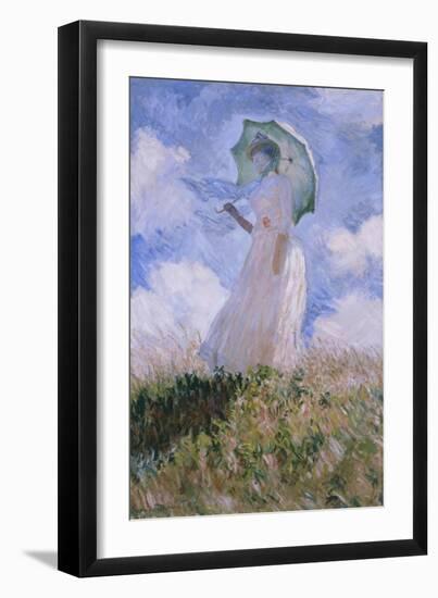 La Femme À L'Ombrelle Tournée Vers La Gauche, Woman with Parasol, Turned to the Left, 1886-Claude Monet-Framed Giclee Print