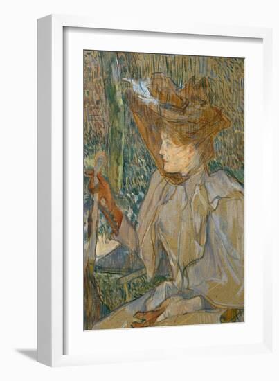 La femme au gants-Woman with gloves (Honorine Platzer), 1891 Carton, 54 x 40 cm R. F. 1935-29.-Henri de Toulouse-Lautrec-Framed Giclee Print