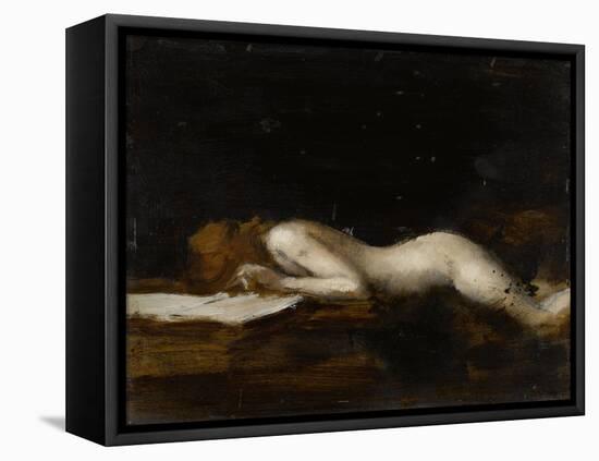 La femme qui lit : La Liseuse (recto)-Jean Jacques Henner-Framed Stretched Canvas