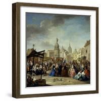 La Feria De Madrid En La Plaza De La Cebada, 1770-1780-Manuel De La Cruz Vazquez-Framed Giclee Print