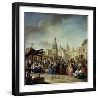 La Feria De Madrid En La Plaza De La Cebada, 1770-1780-Manuel De La Cruz Vazquez-Framed Giclee Print