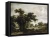 La ferme-Meindert Hobbema-Framed Stretched Canvas