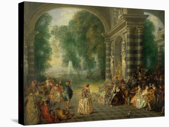 La Fete Champetre, a Country Celebration-Jean Antoine Watteau-Stretched Canvas