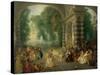 La Fete Champetre, a Country Celebration-Jean Antoine Watteau-Stretched Canvas