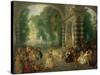 La Fete Champetre, a Country Celebration-Jean Antoine Watteau-Stretched Canvas