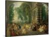 La Fete Champetre, a Country Celebration-Jean Antoine Watteau-Stretched Canvas