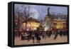 La Fete, Place de la Republique, Paris-Eugene Galien-Laloue-Framed Stretched Canvas