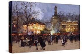 La Fete, Place de la Republique, Paris-Eugene Galien-Laloue-Stretched Canvas