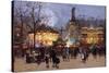 La Fete, Place de la Republique, Paris-Eugene Galien-Laloue-Stretched Canvas