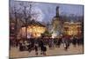 La Fete, Place de la Republique, Paris-Eugene Galien-Laloue-Mounted Giclee Print