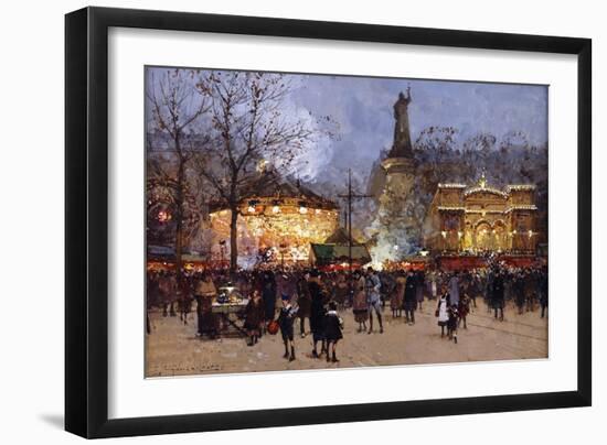 La Fete, Place de la Republique, Paris-Eugene Galien-Laloue-Framed Premium Giclee Print