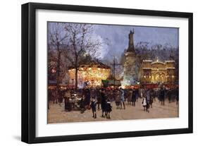 La Fete, Place de la Republique, Paris-Eugene Galien-Laloue-Framed Premium Giclee Print