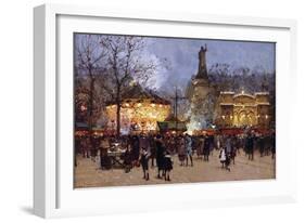 La Fete, Place de la Republique, Paris-Eugene Galien-Laloue-Framed Giclee Print