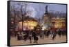 La Fete, Place de la Republique, Paris-Eugene Galien-Laloue-Framed Stretched Canvas