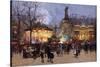 La Fete, Place de la Republique, Paris-Eugene Galien-Laloue-Stretched Canvas