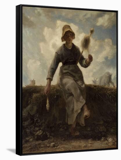 La Fileuse, chevri? auvergnate-Jean-François Millet-Framed Stretched Canvas