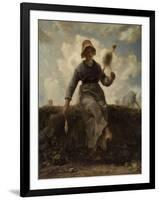 La Fileuse, chevri? auvergnate-Jean-François Millet-Framed Giclee Print