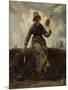 La Fileuse, chevri? auvergnate-Jean-François Millet-Mounted Giclee Print