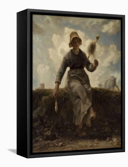 La Fileuse, chevri? auvergnate-Jean-François Millet-Framed Stretched Canvas