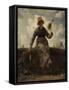 La Fileuse, chevri? auvergnate-Jean-François Millet-Framed Stretched Canvas