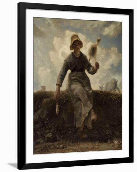 La Fileuse, chevri? auvergnate-Jean-François Millet-Framed Premium Giclee Print