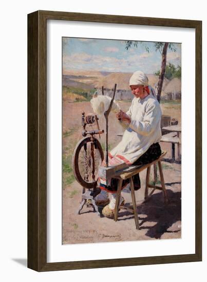 La Fileuse - the Spinner - Vinogradov, Sergei Arsenyevich (1869-1938) - 1895 - Oil on Canvas --Sergei Arsenevich Vinogradov-Framed Giclee Print