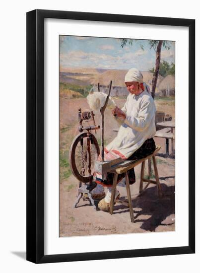 La Fileuse - the Spinner - Vinogradov, Sergei Arsenyevich (1869-1938) - 1895 - Oil on Canvas --Sergei Arsenevich Vinogradov-Framed Giclee Print