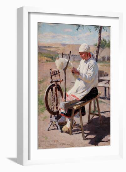 La Fileuse - the Spinner - Vinogradov, Sergei Arsenyevich (1869-1938) - 1895 - Oil on Canvas --Sergei Arsenevich Vinogradov-Framed Giclee Print