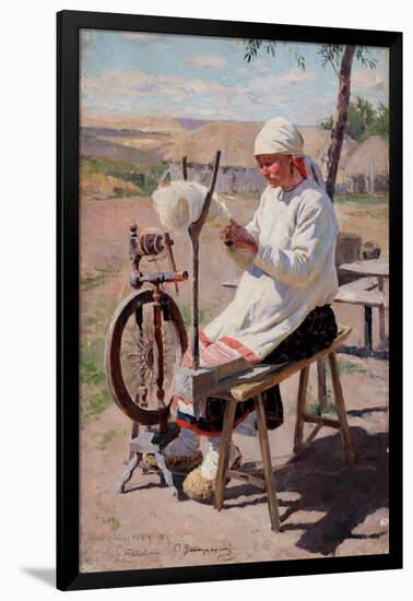 La Fileuse - the Spinner - Vinogradov, Sergei Arsenyevich (1869-1938) - 1895 - Oil on Canvas --Sergei Arsenevich Vinogradov-Framed Giclee Print