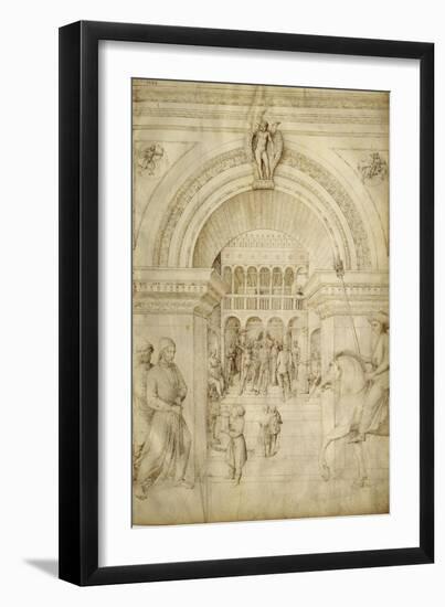 La Flagellation du Christ, à l'intérieur d'une architecture de palais vénitien-Jacopo Bellini-Framed Giclee Print