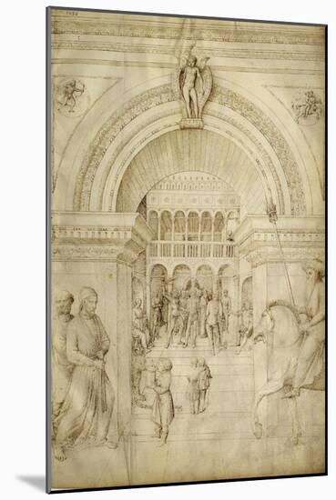 La Flagellation du Christ, à l'intérieur d'une architecture de palais vénitien-Jacopo Bellini-Mounted Giclee Print