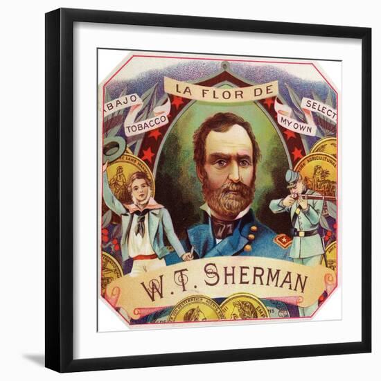 La Flor de W. T. Sherman Brand Cigar Box Label-Lantern Press-Framed Art Print