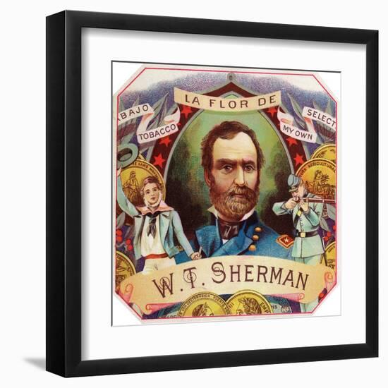 La Flor de W. T. Sherman Brand Cigar Box Label-Lantern Press-Framed Art Print