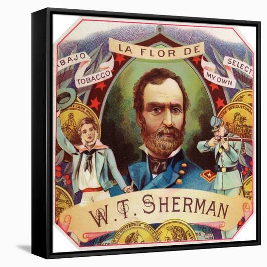 La Flor de W. T. Sherman Brand Cigar Box Label-Lantern Press-Framed Stretched Canvas