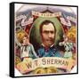 La Flor de W. T. Sherman Brand Cigar Box Label-Lantern Press-Framed Stretched Canvas