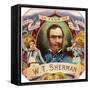 La Flor de W. T. Sherman Brand Cigar Box Label-Lantern Press-Framed Stretched Canvas