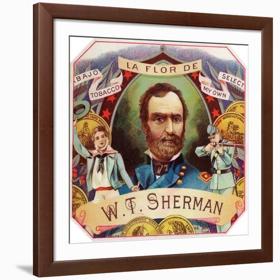 La Flor de W. T. Sherman Brand Cigar Box Label-Lantern Press-Framed Art Print