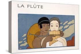 La Flute, Illustration from Les Chansons De Bilitis, by Pierre Louys, Pub. 1922 (Pochoir Print)-Georges Barbier-Stretched Canvas