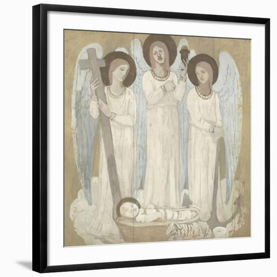 La Foi, l'Espérance et la Charité, veillant sur Sainte Geneviève au berceau-Pierre Puvis de Chavannes-Framed Giclee Print