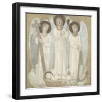 La Foi, l'Espérance et la Charité, veillant sur Sainte Geneviève au berceau-Pierre Puvis de Chavannes-Framed Giclee Print