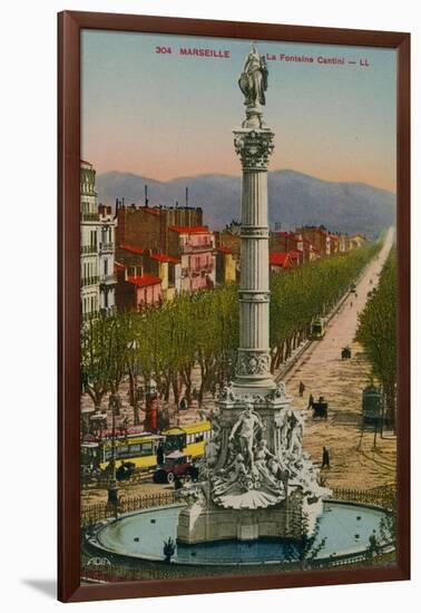 La Fontaine Cantini in Marseille. Built by Sculptor Andre Allar. Postcard Sent in 1913-French Photographer-Framed Giclee Print