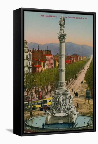La Fontaine Cantini in Marseille. Built by Sculptor Andre Allar. Postcard Sent in 1913-French Photographer-Framed Stretched Canvas